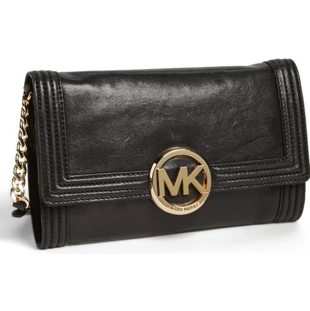 Vintage Michael Kors black leather crossbody fulton bombe
